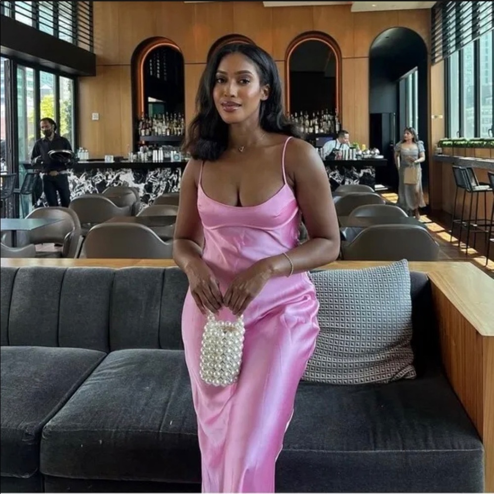 Zara Pink Satin Slip Dress - Picture 10 of 12